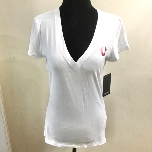 NWT True Religion white POP Buddha slim V neck tee - Picture 4 of 10